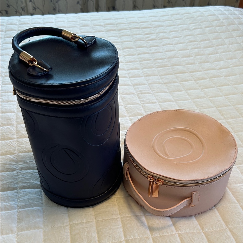 Elegant Navy and Light Pink Cosmetic Bag Set